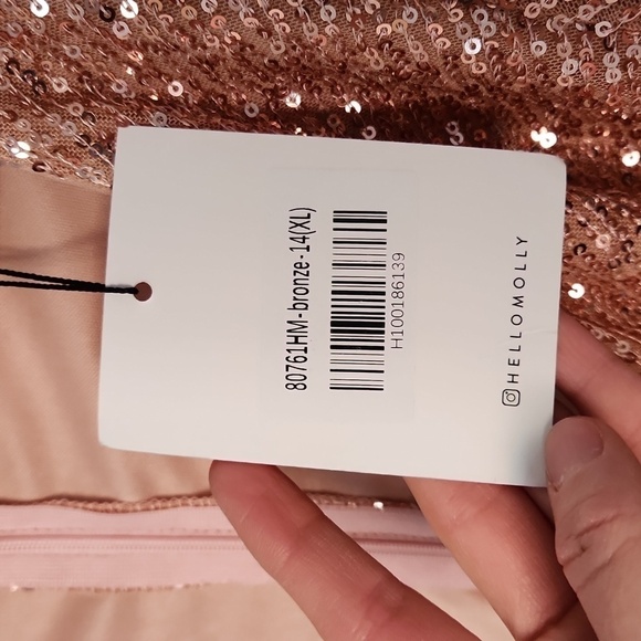 ✨️NWT HELLO MOLLY ZOE SEQUIN DRESS in Bronze XL - Picture 7 of 15